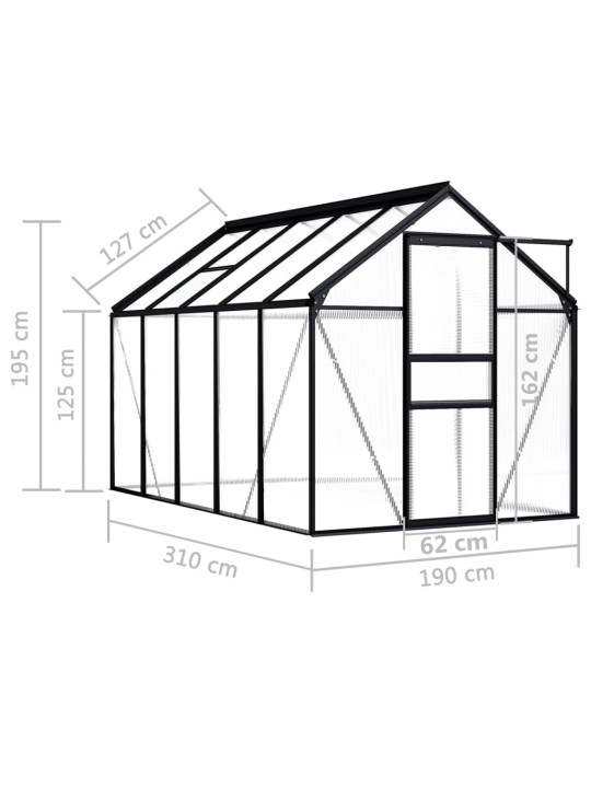 Šiltnamis, antracito spalvos, aliuminis, 5,89m²
