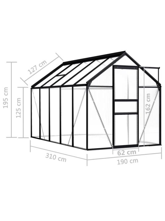 Šiltnamis, antracito spalvos, aliuminis, 5,89m²