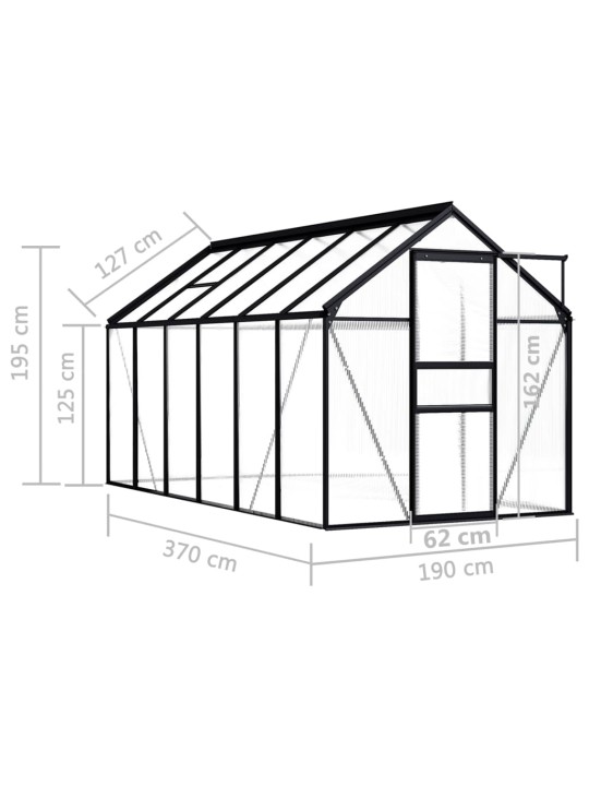 Šiltnamis, antracito spalvos, aliuminis, 7,03m²