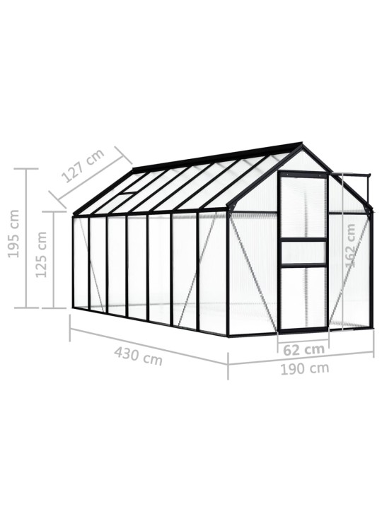 Šiltnamis, antracito spalvos, aliuminis, 8,17m²