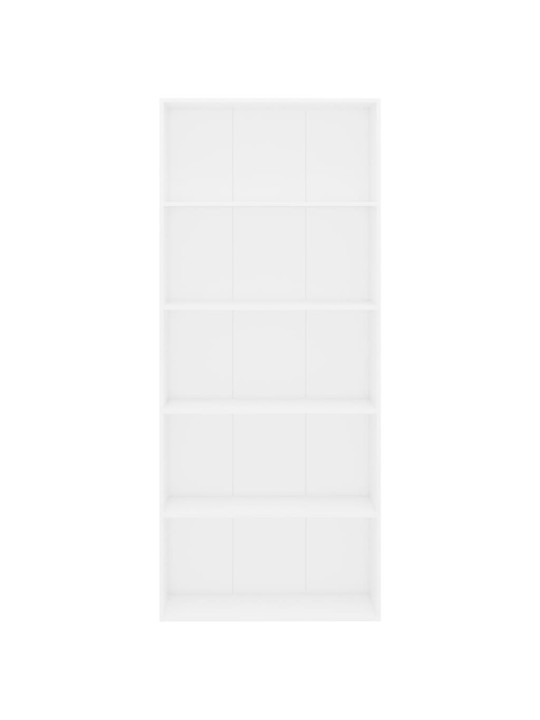 Spintelė knygoms, 5 lentynos, baltos spalvos, 80x30x189cm, MDP