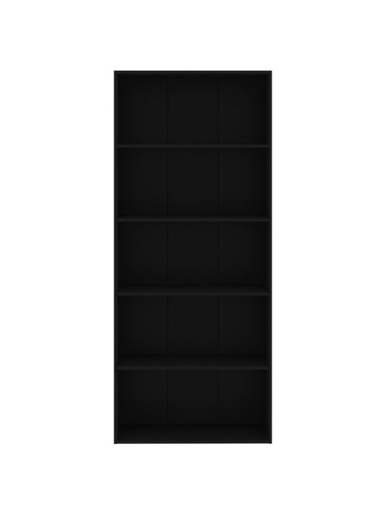 Spintelė knygoms, 5 lentynos, juodos spalvos, 80x30x189cm, MDP