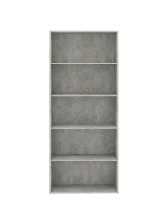 Spintelė knygoms, 5 lentynos, betono pilka, 80x30x189cm, MDP