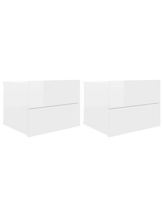 Naktinės spintelės, 2vnt., baltos, 40x30x30cm, MDP, blizgios
