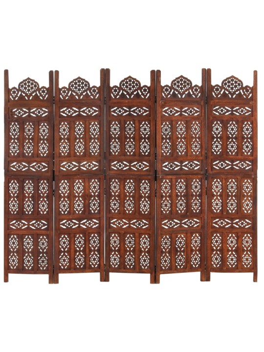 Kambario pertvara, 5 dalių, ruda, 200x165cm, mango masyvas