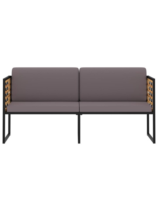 Sodo suoliukas su pagalvėlėmis, pilkas, 136cm, akacijos masyvas