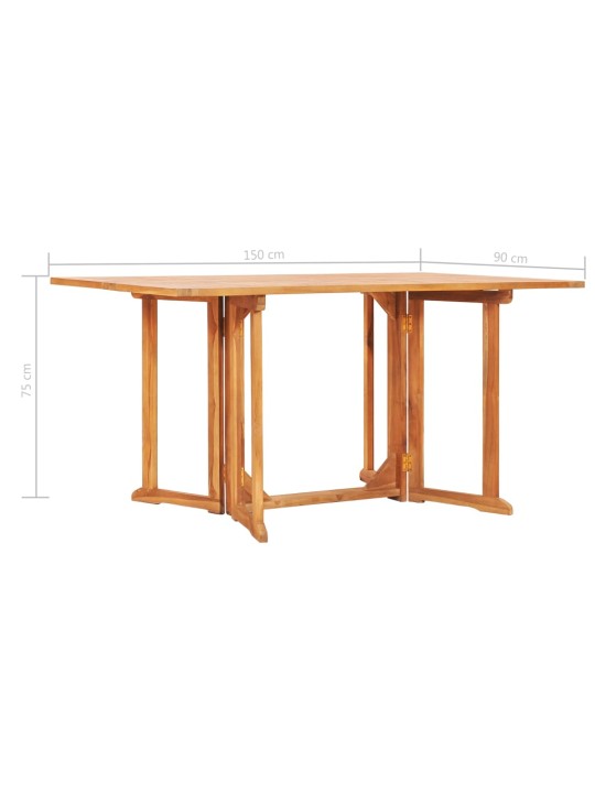 Sulankstomas sodo stalas, 150x90x75cm, tikmedžio masyvas