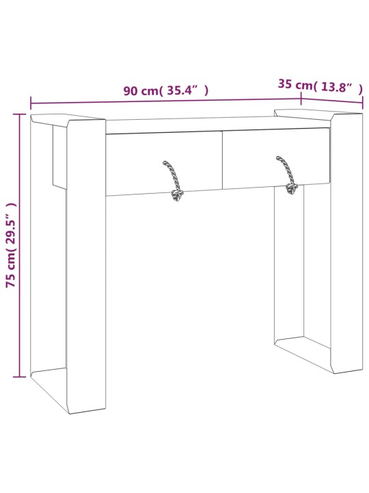 Konsolinis staliukas, 90x35x75cm, tikmedžio medienos masyvas