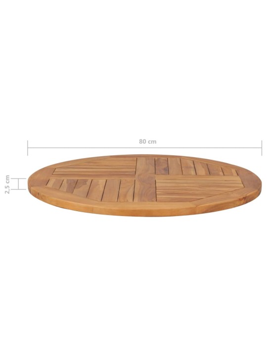 Stalviršis, 80cm, tikmedžio medienos masyvas, apskritas, 2,5cm