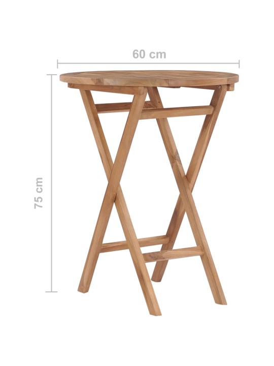 Sulankstomas sodo stalas, 60cm, tikmedžio medienos masyvas