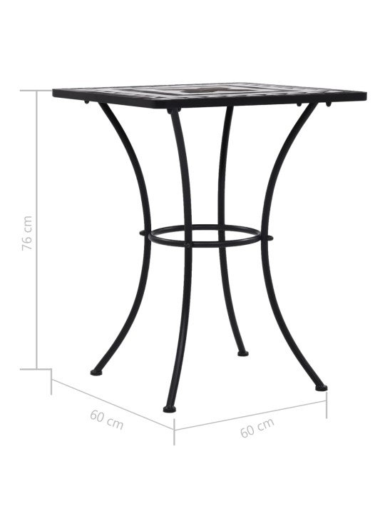 Mozaikinis bistro baldų komplektas, 3d., juoda/balta, keramika