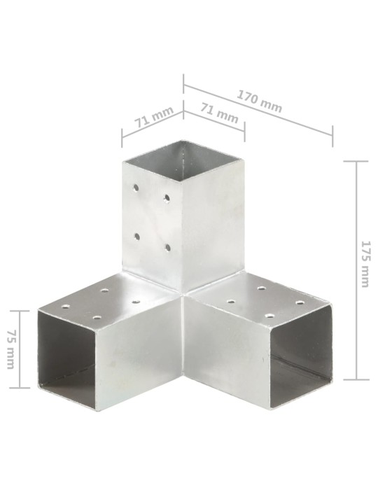 Stulpo sujungimas, 71x71mm, galvanizuotas metalas, Y formos