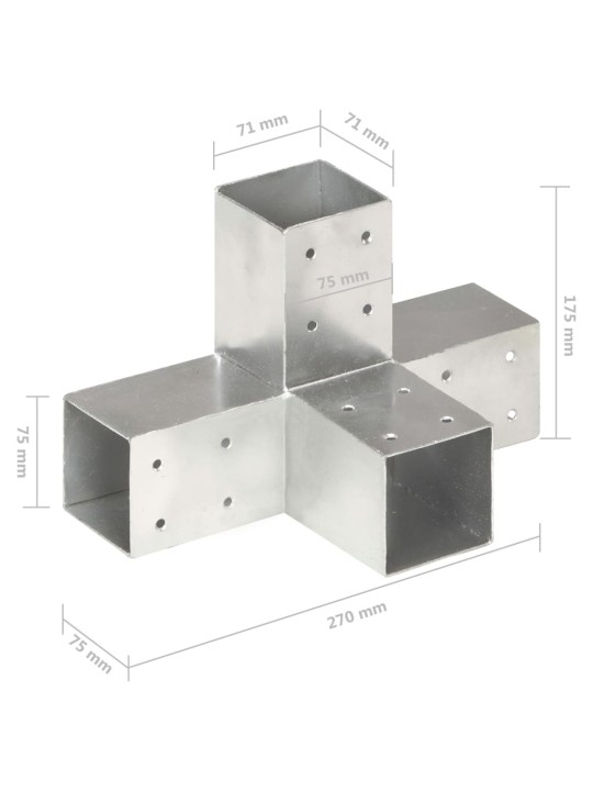 Stulpų sujungimai, 4vnt., 71x71mm, metalas, X formos