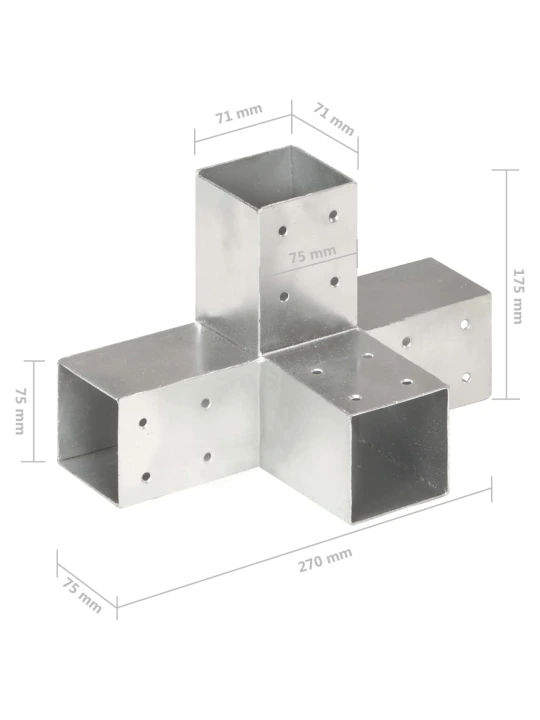 Stulpų sujungimai, 4vnt., 71x71mm, metalas, X formos
