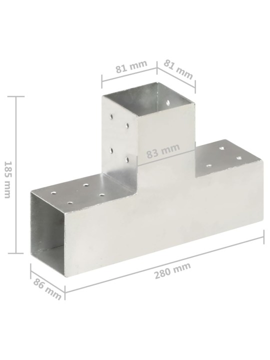 Stulpų sujungimai, 4vnt., 81x81mm, metalas, T formos