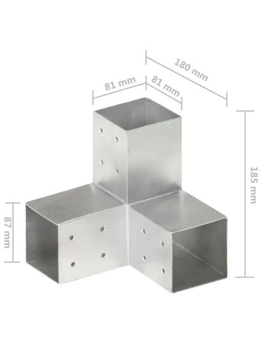 Stulpo sujungimas, 81x81mm, galvanizuotas metalas, Y formos