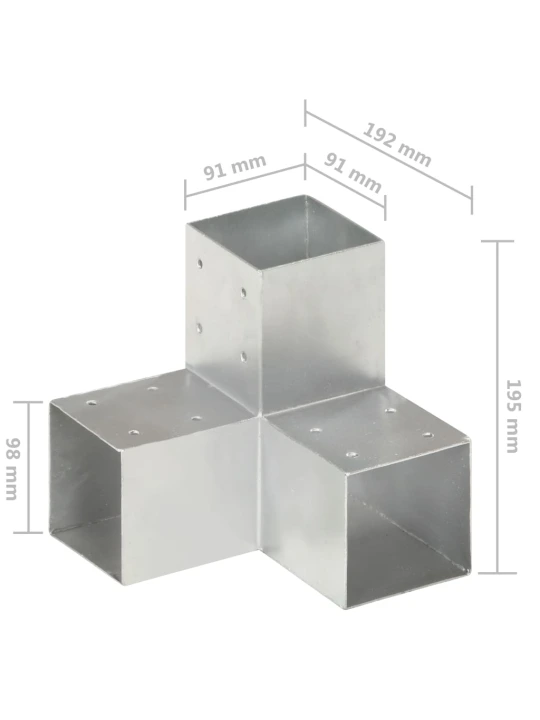 Stulpo sujungimas, 91x91mm, galvanizuotas metalas, Y formos