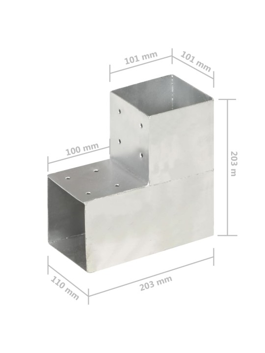Stulpų sujungimai, 4vnt., 101x101mm, metalas, L formos