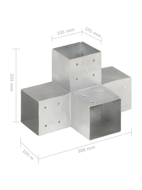 Stulpų sujungimai, 4vnt., 101x101mm, metalas, X formos