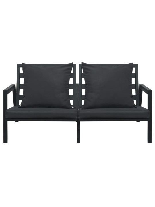 Dvivietė sodo sofa su pagalvėlėmis, tamsiai pilka, aliuminis