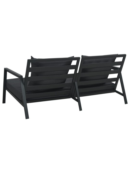 Dvivietė sodo sofa su pagalvėlėmis, tamsiai pilka, aliuminis
