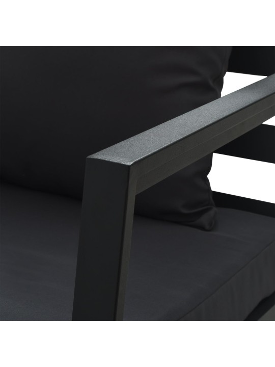 Dvivietė sodo sofa su pagalvėlėmis, tamsiai pilka, aliuminis