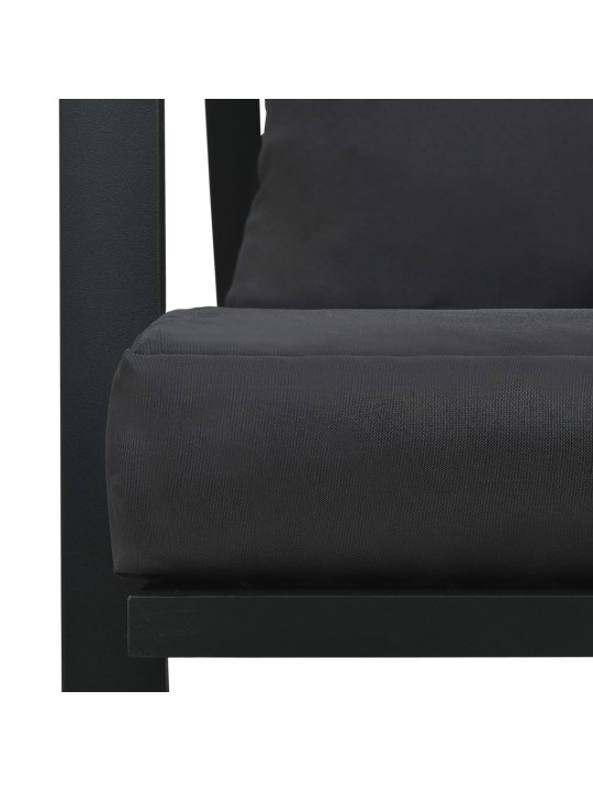 Dvivietė sodo sofa su pagalvėlėmis, tamsiai pilka, aliuminis