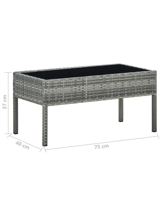Sodo stalas, pilkos spalvos, 75x40x37cm, poliratanas