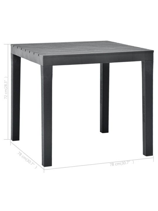 Sodo stalas, antracito spalvos, 78x78x72cm, plastikas