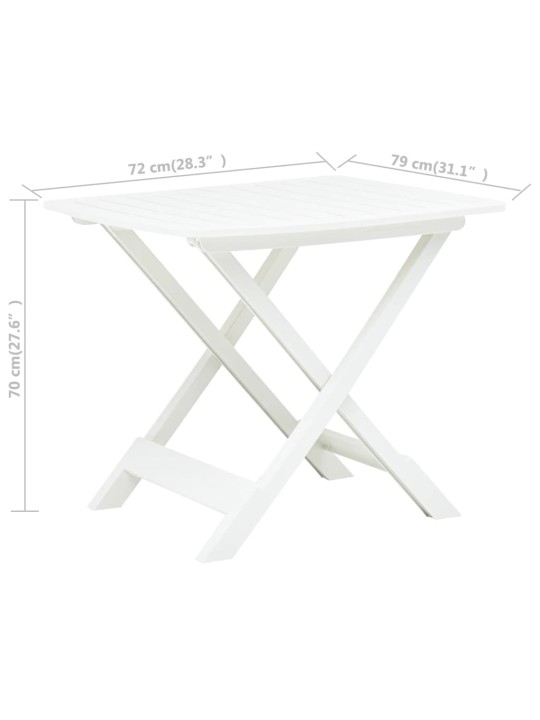Sulankstomas sodo stalas, baltos spalvos, 79x72x70cm, plastikas