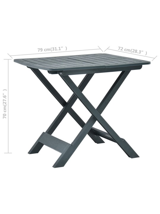 Sulankstomas sodo stalas, žalios spalvos, 79x72x70cm, plastikas