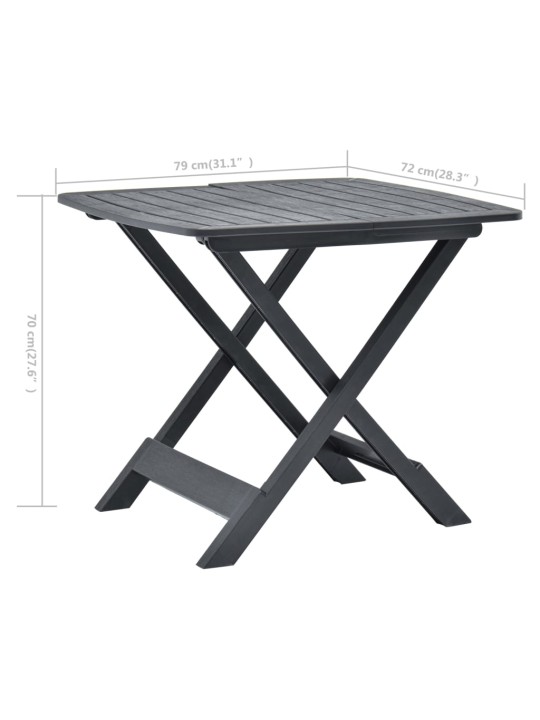 Sulankstomas sodo stalas, antracito, 79x72x70cm, plastikas