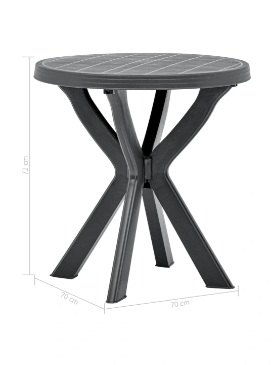 Bistro staliukas, antracito spalvos, plastikas, 70cm skersmens
