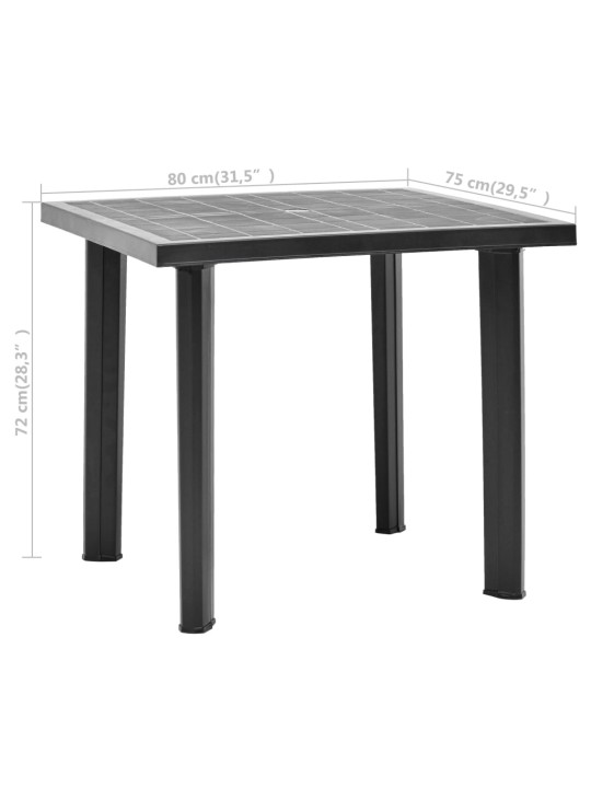 Sodo stalas, antracito spalvos, 80x75x72cm, plastikas