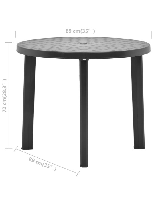 Sodo stalas, antracito spalvos, 89cm, plastikas