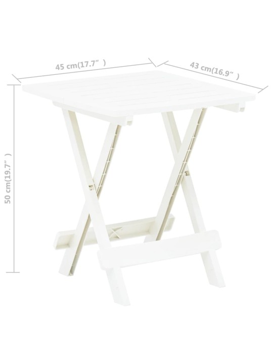 Sulankstomas sodo stalas, baltos spalvos, 45x43x50cm, plastikas