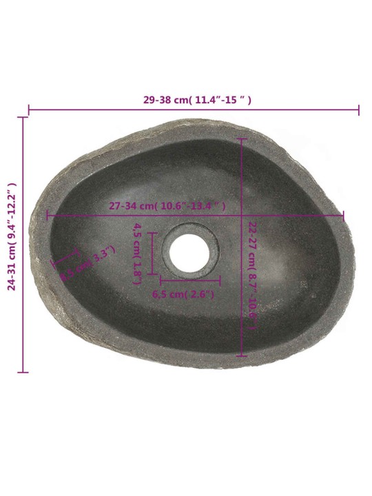 Praustuvas, upės akmuo, ovalo formos, 29–38cm