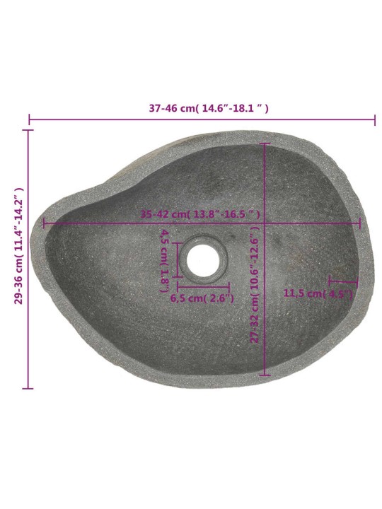 Praustuvas, upės akmuo, ovalo formos, 37–46cm