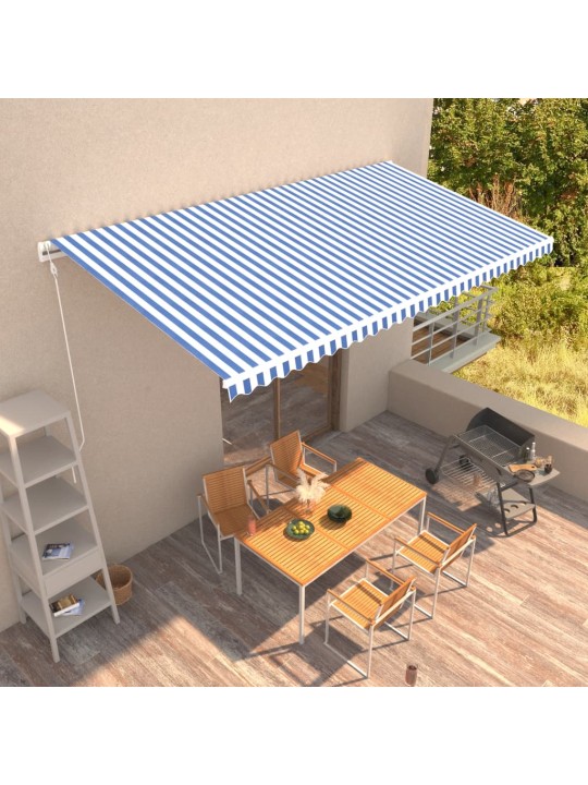 Ištraukiama markizė, mėlyna ir balta, 600x300cm, automatinė