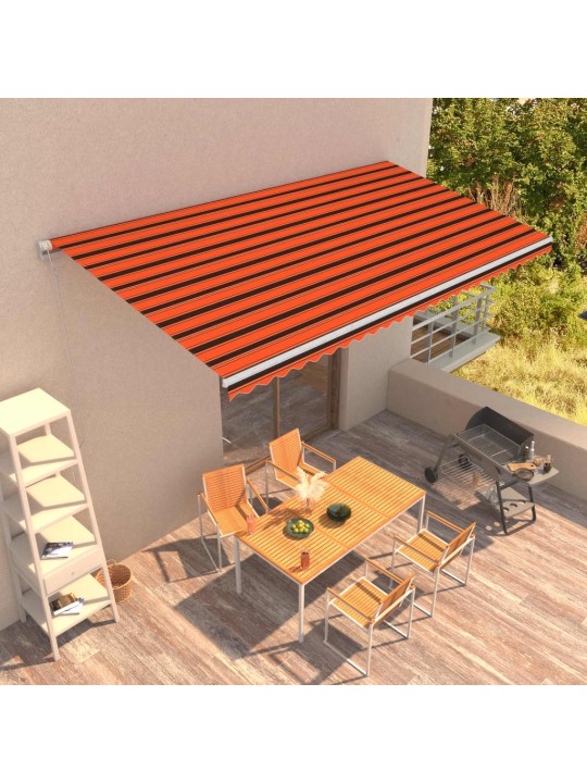 Ištraukiama markizė, oranžinė ir ruda, 600x300cm, automatinė