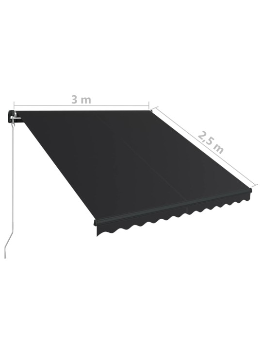 Rankiniu būdu ištraukiama markizė su LED, antracitas, 300x250cm