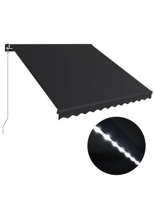 Rankiniu būdu ištraukiama markizė su LED, antracito, 350x250cm