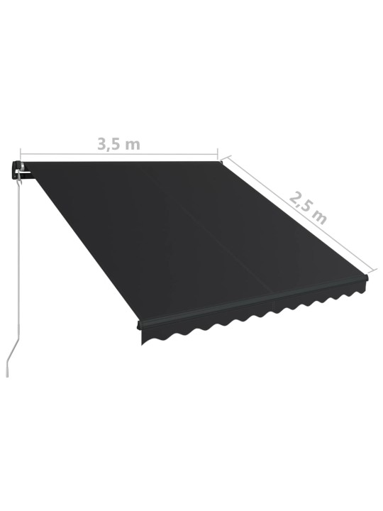 Rankiniu būdu ištraukiama markizė su LED, antracito, 350x250cm