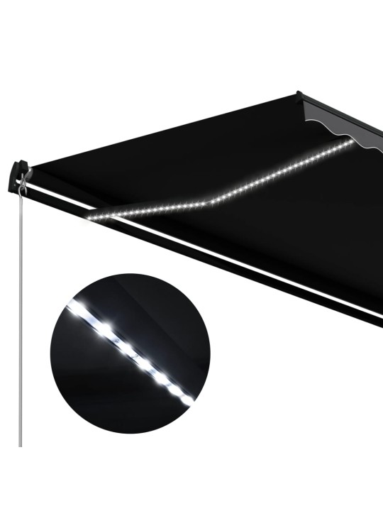 Rankiniu būdu ištraukiama markizė su LED, antracito, 350x250cm