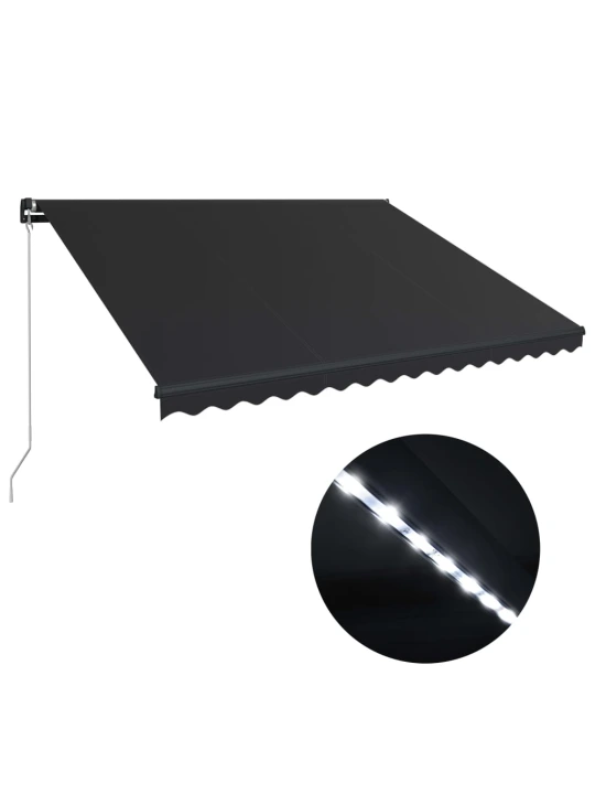 Rankiniu būdu ištraukiama markizė su LED, antracito, 400x300cm