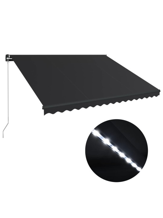 Rankiniu būdu ištraukiama markizė su LED, antracito, 450x300cm