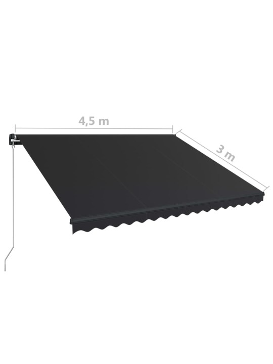 Rankiniu būdu ištraukiama markizė su LED, antracito, 450x300cm