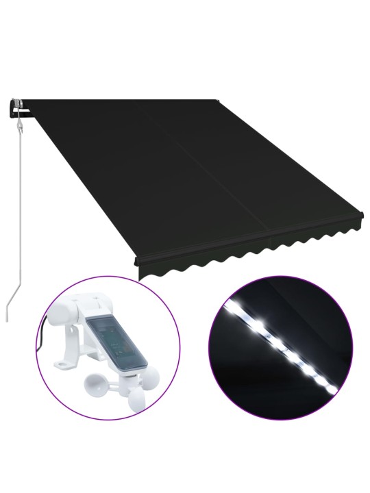 Ištraukiama markizė su vėjo jutikliu/LED, antracito, 350x250cm
