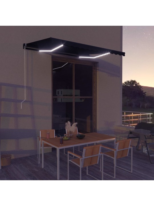 Ištraukiama markizė su vėjo jutikliu/LED, antracito, 350x250cm