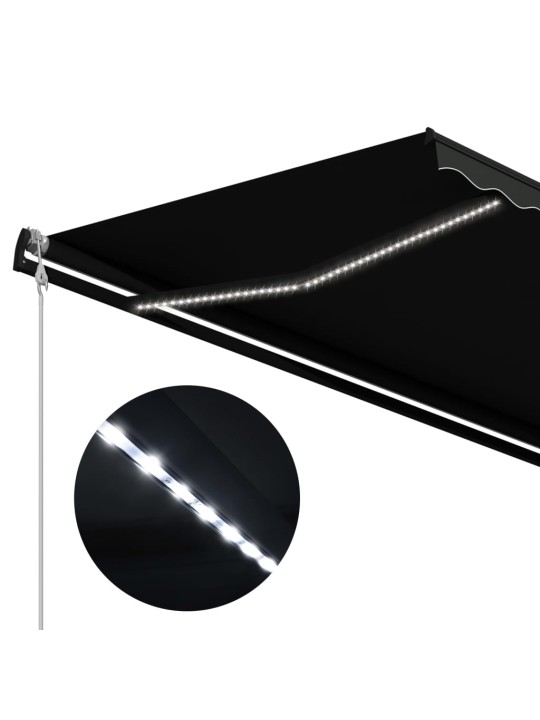 Ištraukiama markizė su vėjo jutikliu/LED, antracito, 450x300cm